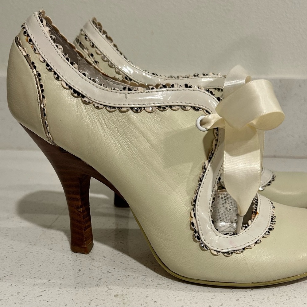 Poetic License Cream Heels with Ribbon Accent